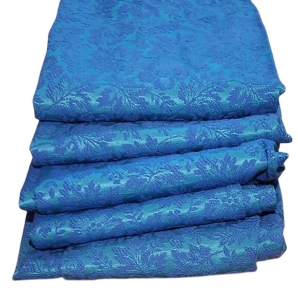 5 VTG Blue Teal  Burlington House Curtain Drape Panels 56x37 In  Pleated Top - Picture 1 of 6